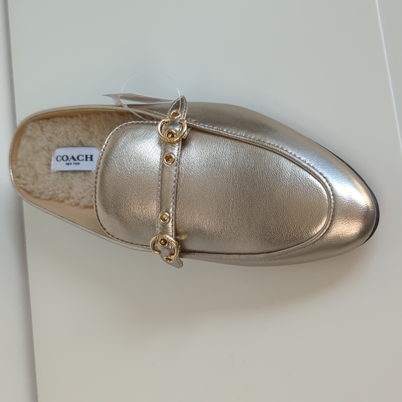 Coach Irene Shearling Mule Size 6 Platinum Champagne - Picture 2 of 11